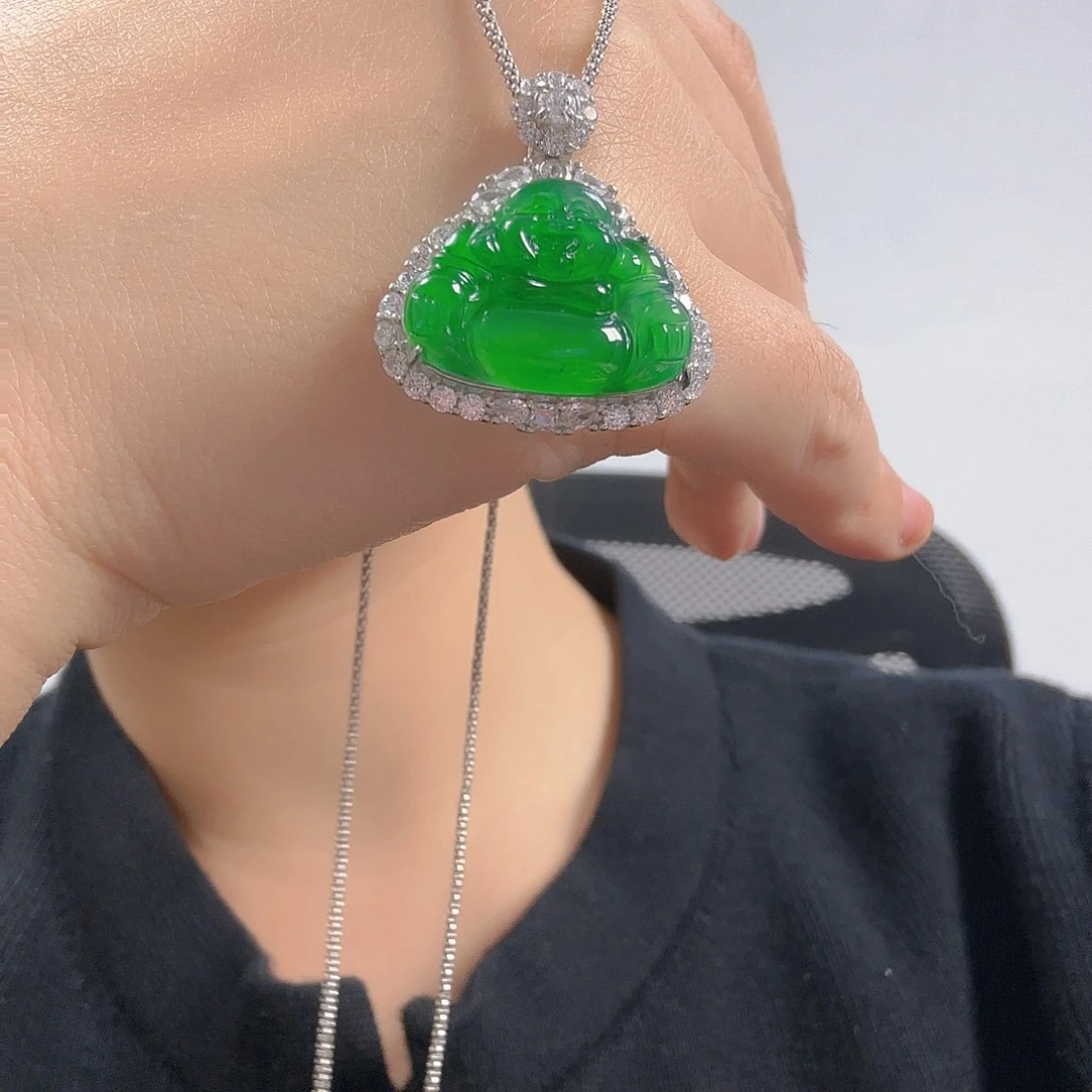 翡翠银S925镶嵌吊坠(不含链)