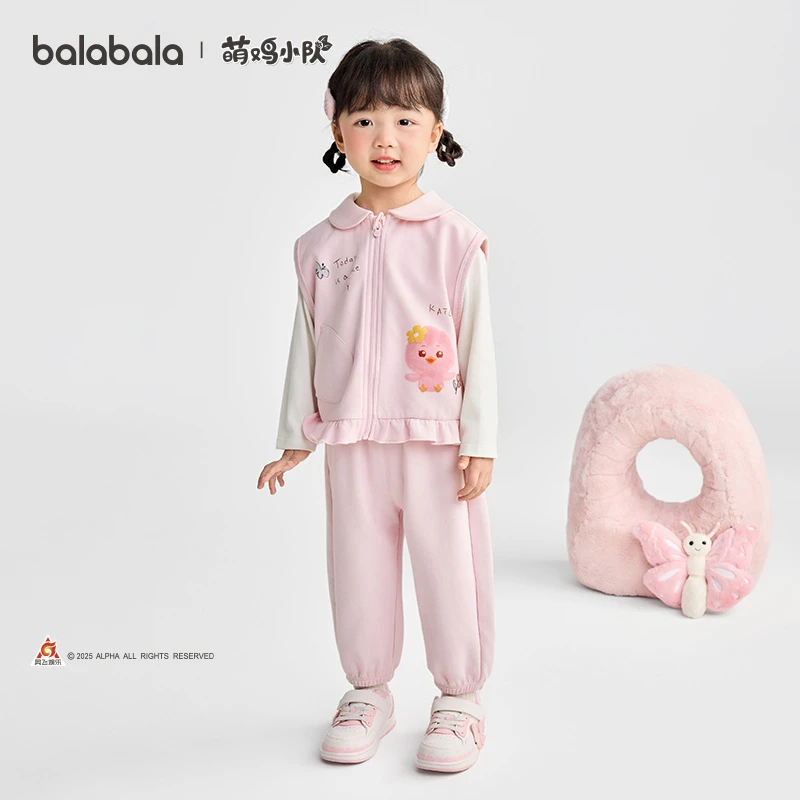 【萌鸡小队IP商场同款】巴拉巴拉宝宝套装女童三件套2025新款秋装