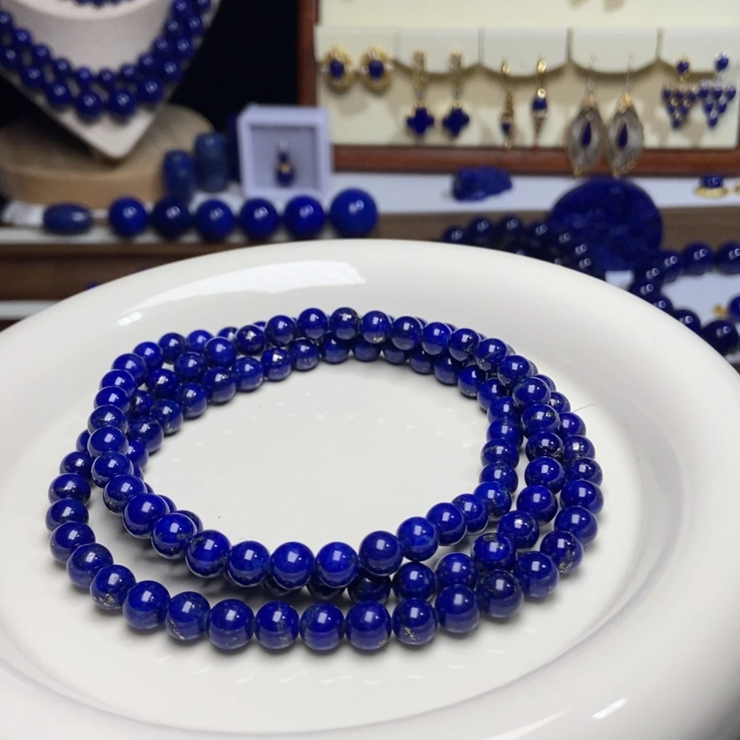 青金石未镶嵌老矿 多金6.5mm108佛珠