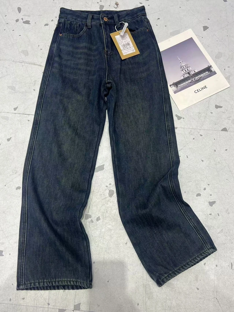 【门店款】韩版加绒加厚宽松牛仔裤女冬新款休闲百搭显瘦直筒牛仔裤