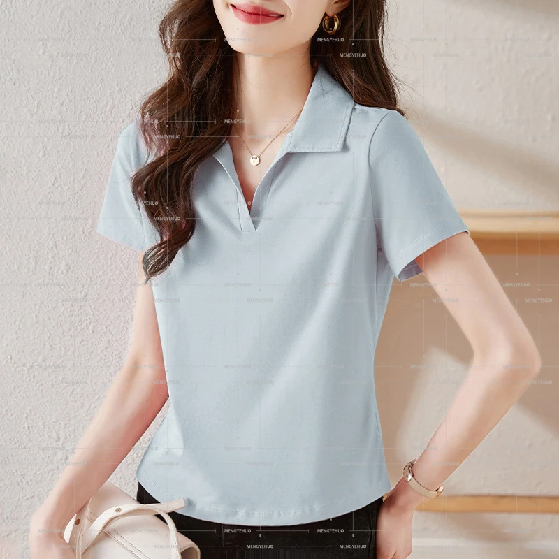 【现货发】翻领显瘦 POLO衫 舒适百搭慵懒风短袖T恤女生韩系ins衣服