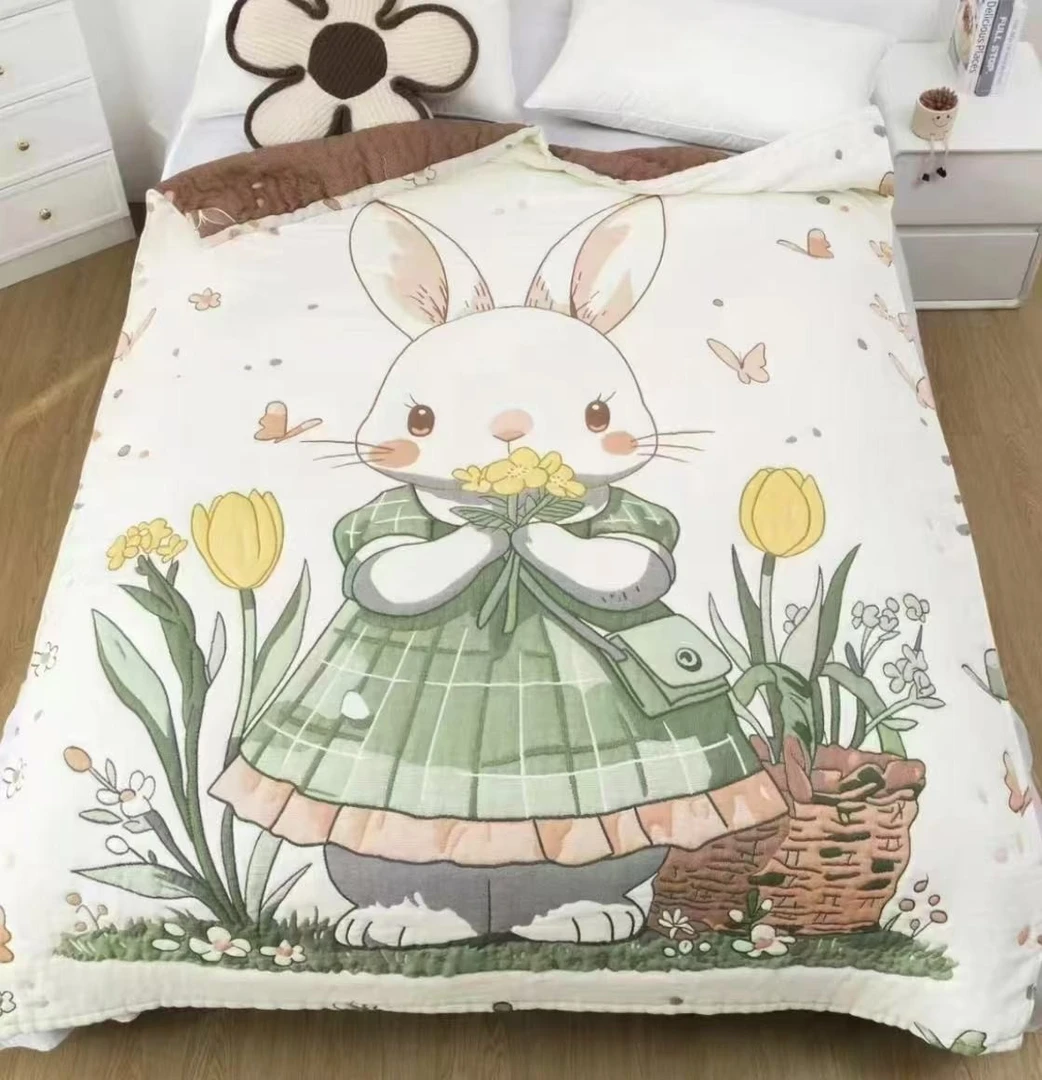 【花朵兔】 150*200cm 新款卡通柔软高级轻奢加厚多功能泡芙被