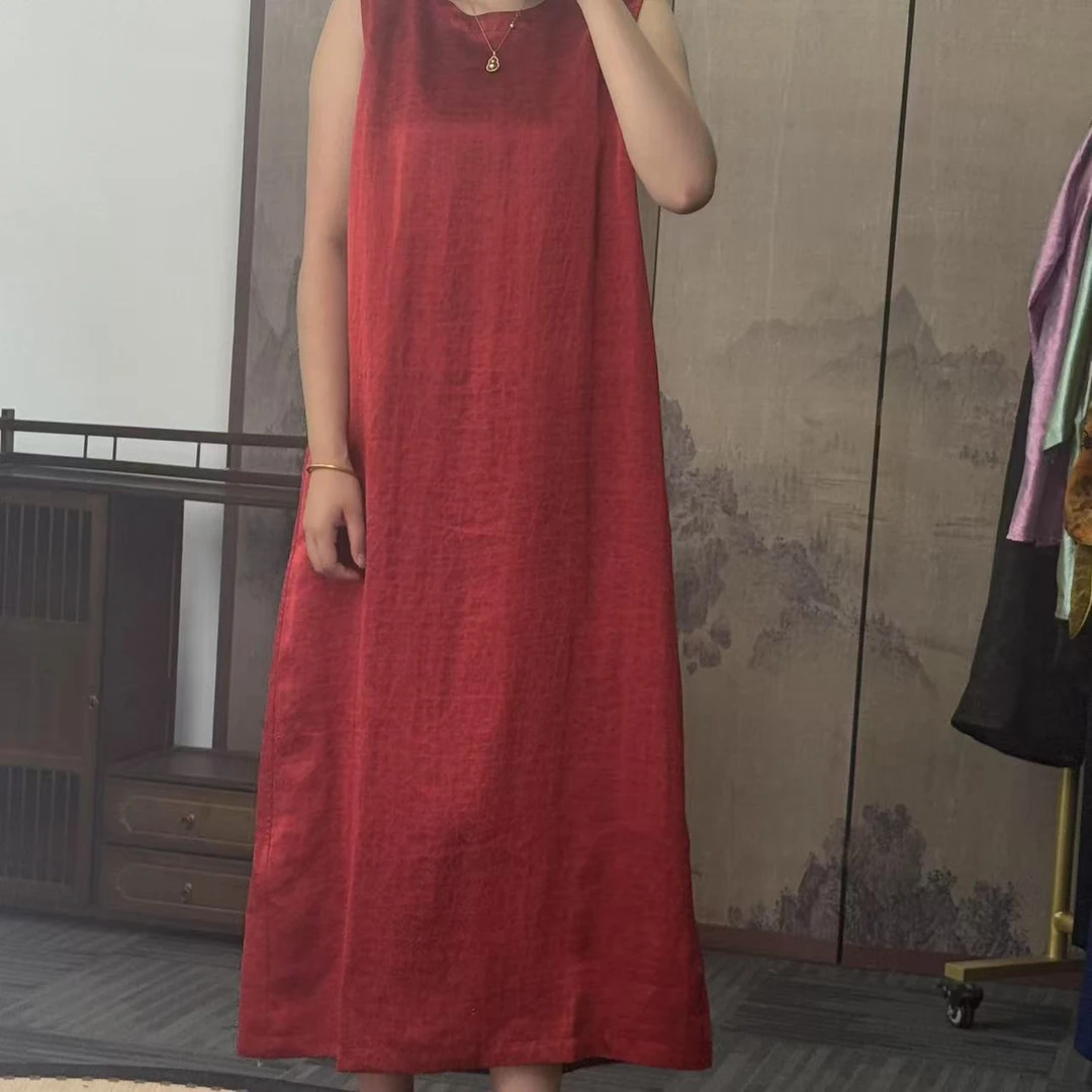 100桑蚕丝！中国红龟缎背心裙