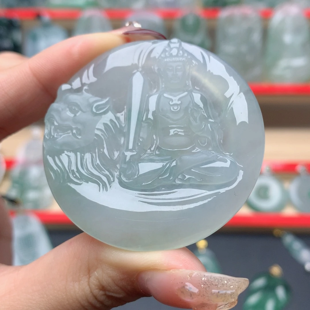 翡翠颈饰未镶嵌文殊菩萨