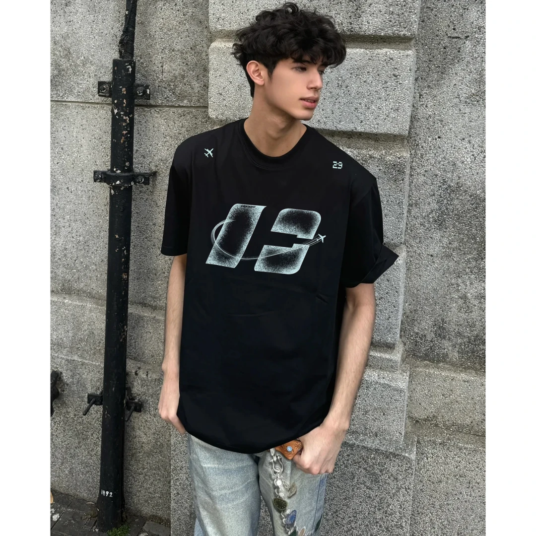 100%纯棉美式个性潮牌字母印花短袖宽松T恤男女夏季休闲百搭上衣