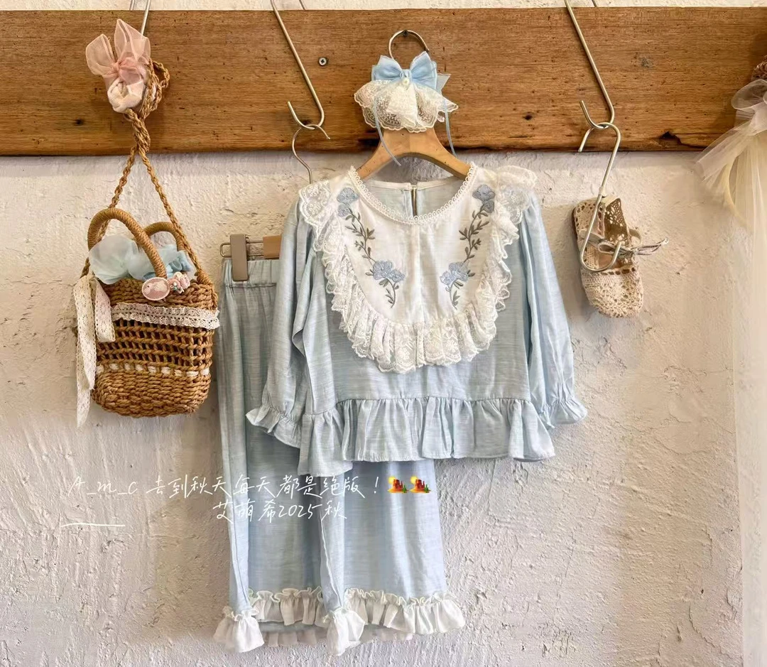 AMX-2613-儿童森系重工庄园家居服套装（秋款）