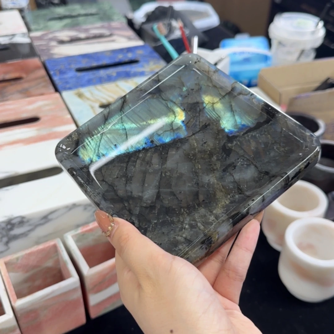 石材猫*?蓝翡翠中方盘