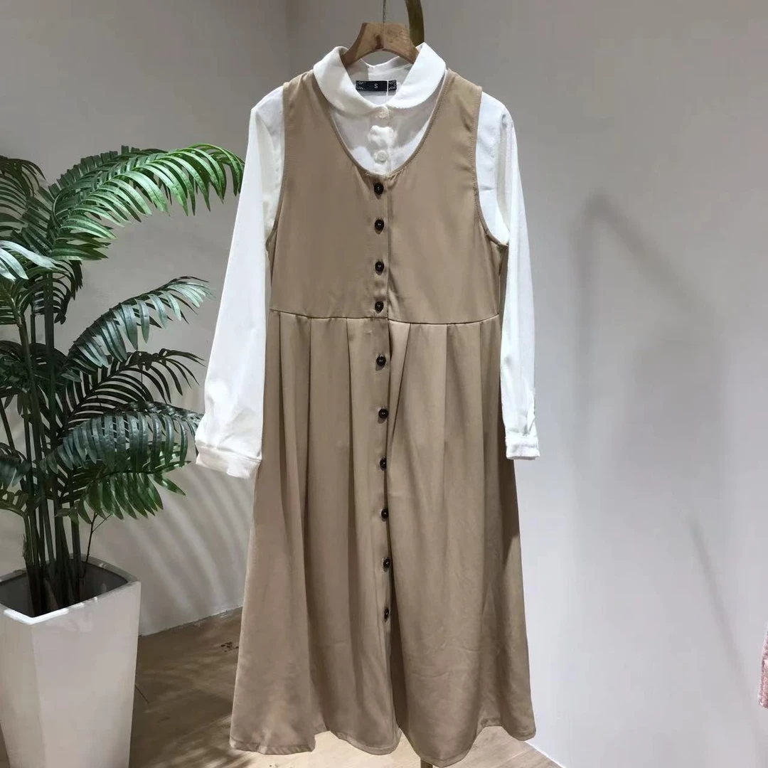 D4581秋季2025新款时尚两件套长袖连衣裙女中长款遮肉裙子