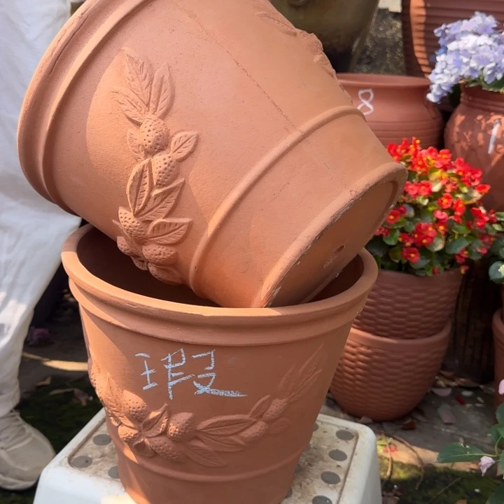 紫砂花盆口30高26宜兴土陶瑕疵粗糙