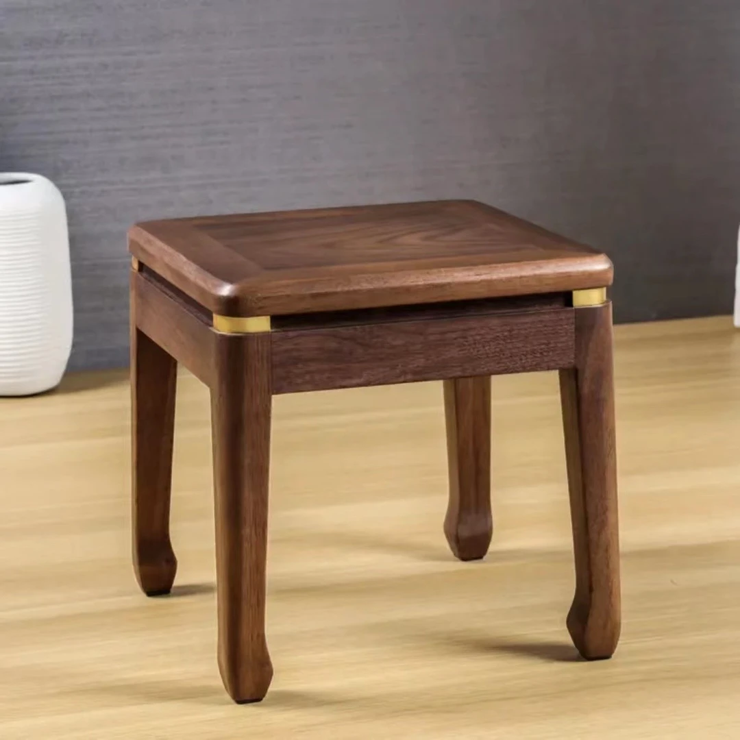 自然之风升级款黑胡桃东方御品方形摆件凳子落地摆放台便利台