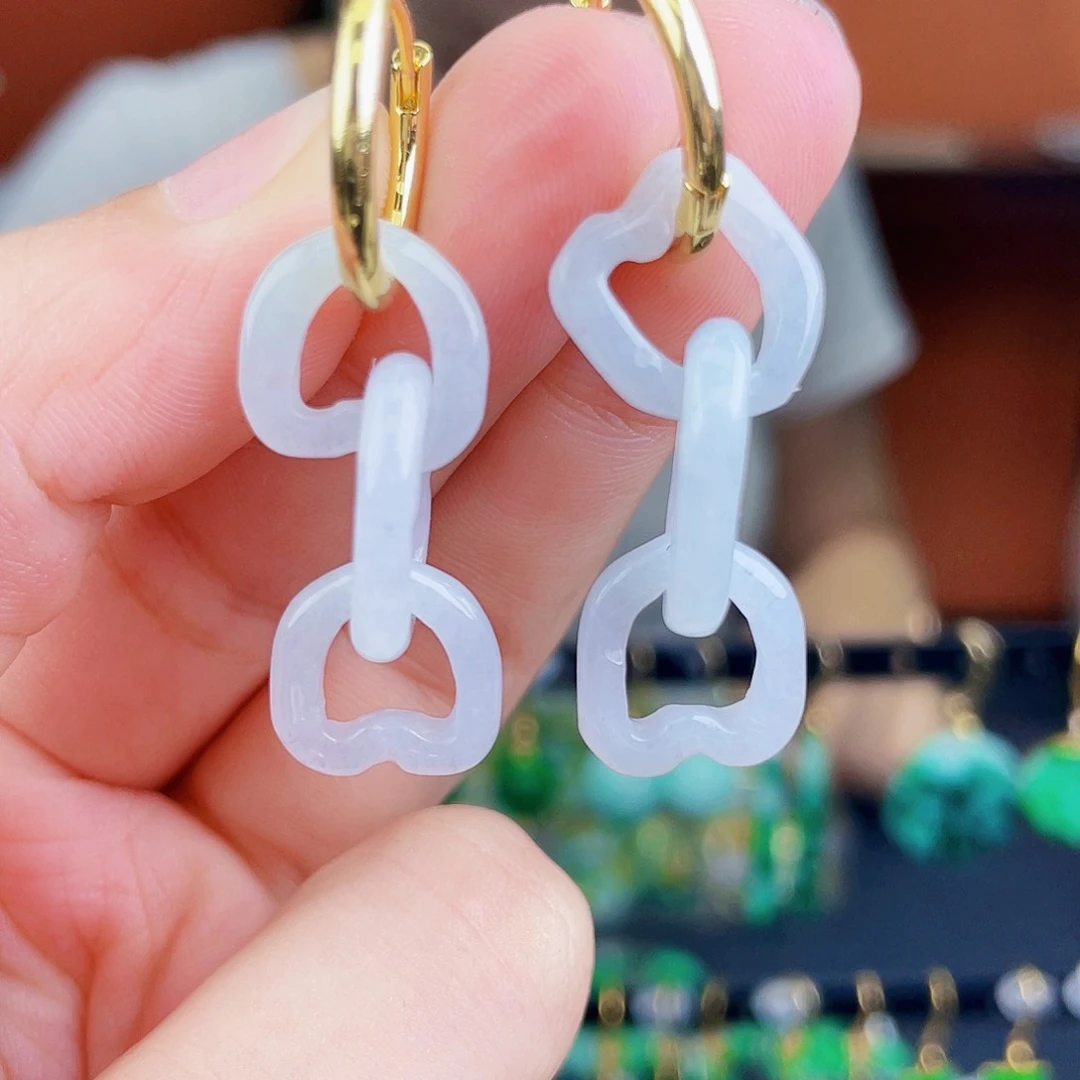 翡翠未镶嵌耳饰饰品