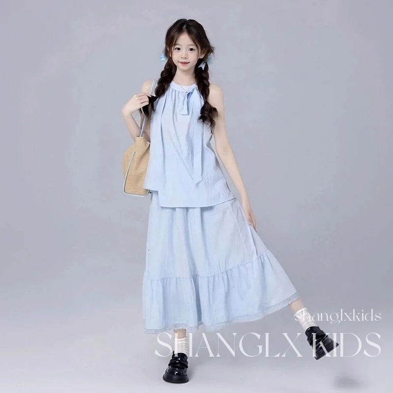 女大童高级感套装女童巨好看夏装2025新款夏季儿童度假风夏日绝美