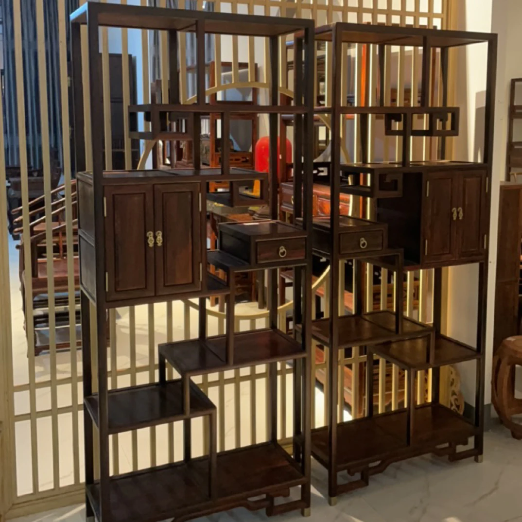 大红酸枝博古架两件套