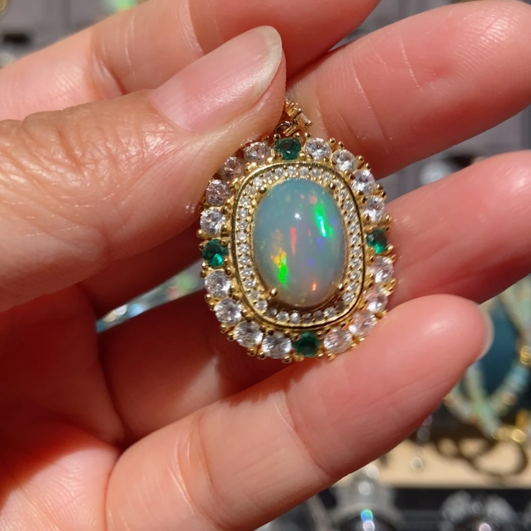 欧泊银S925镶嵌吊坠