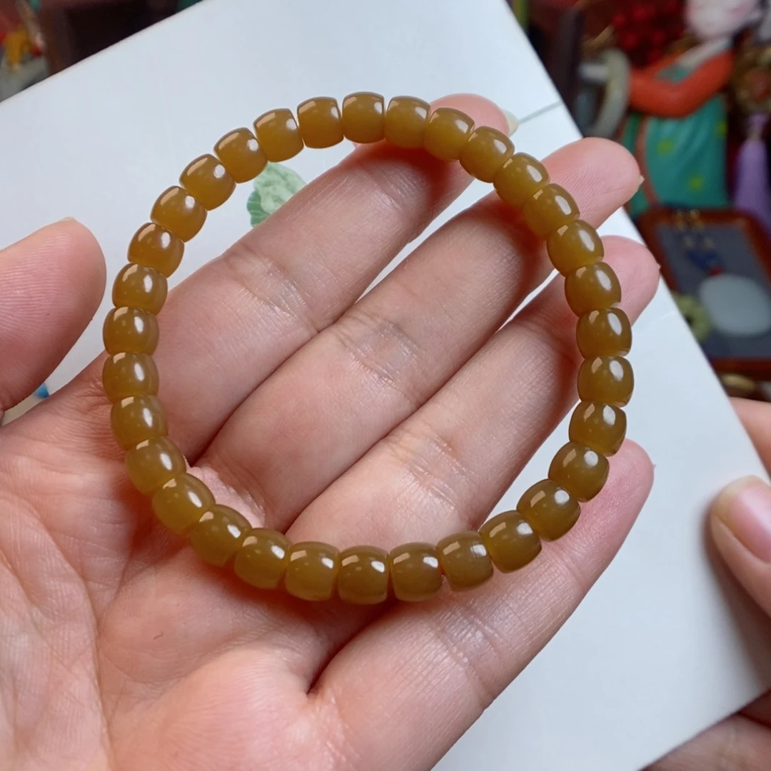 和田玉手链未镶嵌黄金糖7