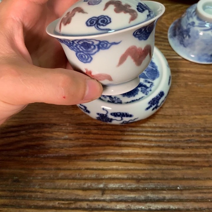 老***X景德镇陶瓷青花盖碗