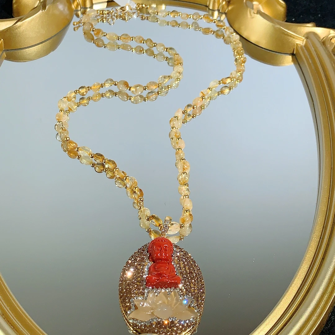 铜合金合成锆石项链 TTSD 红色佛时尚潮流百搭项链 517