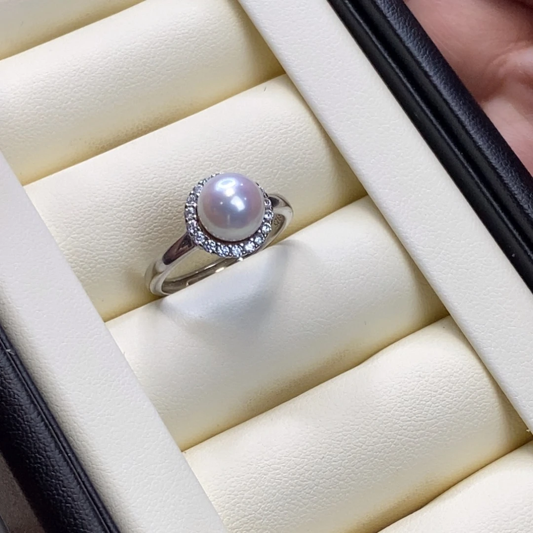 银S925镶嵌戒指淡水珍珠