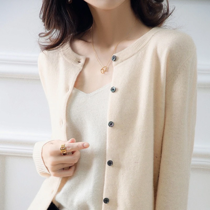 开衫外套女圆领针织开衫女宽松针织外套女大码毛衣开衫打底外搭韩