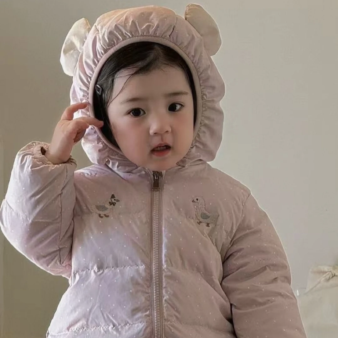 25秋冬 自制粉色小鸭子点点轻羽外套