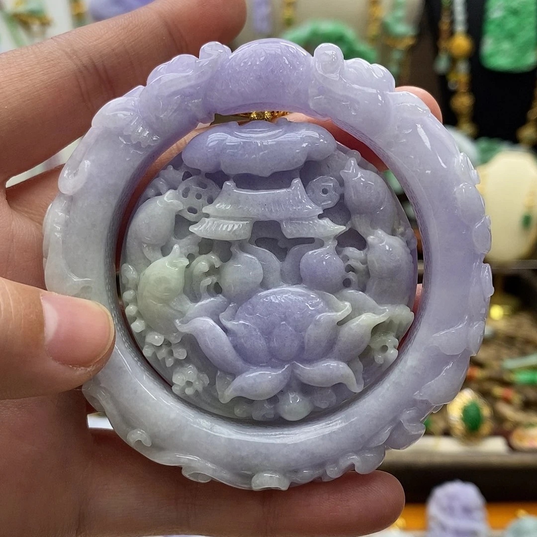 翡翠未镶嵌颈饰手镯套装55.5