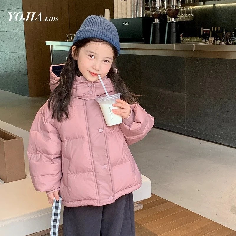 小女孩冬季棉服2025冬新款加厚拼色连帽外套棉衣