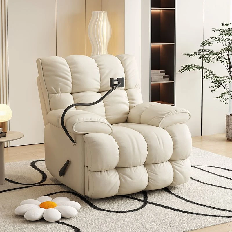 多功能单人沙发椅奶油可躺可睡客厅卧室摇摇椅头等太空懒人沙发舱