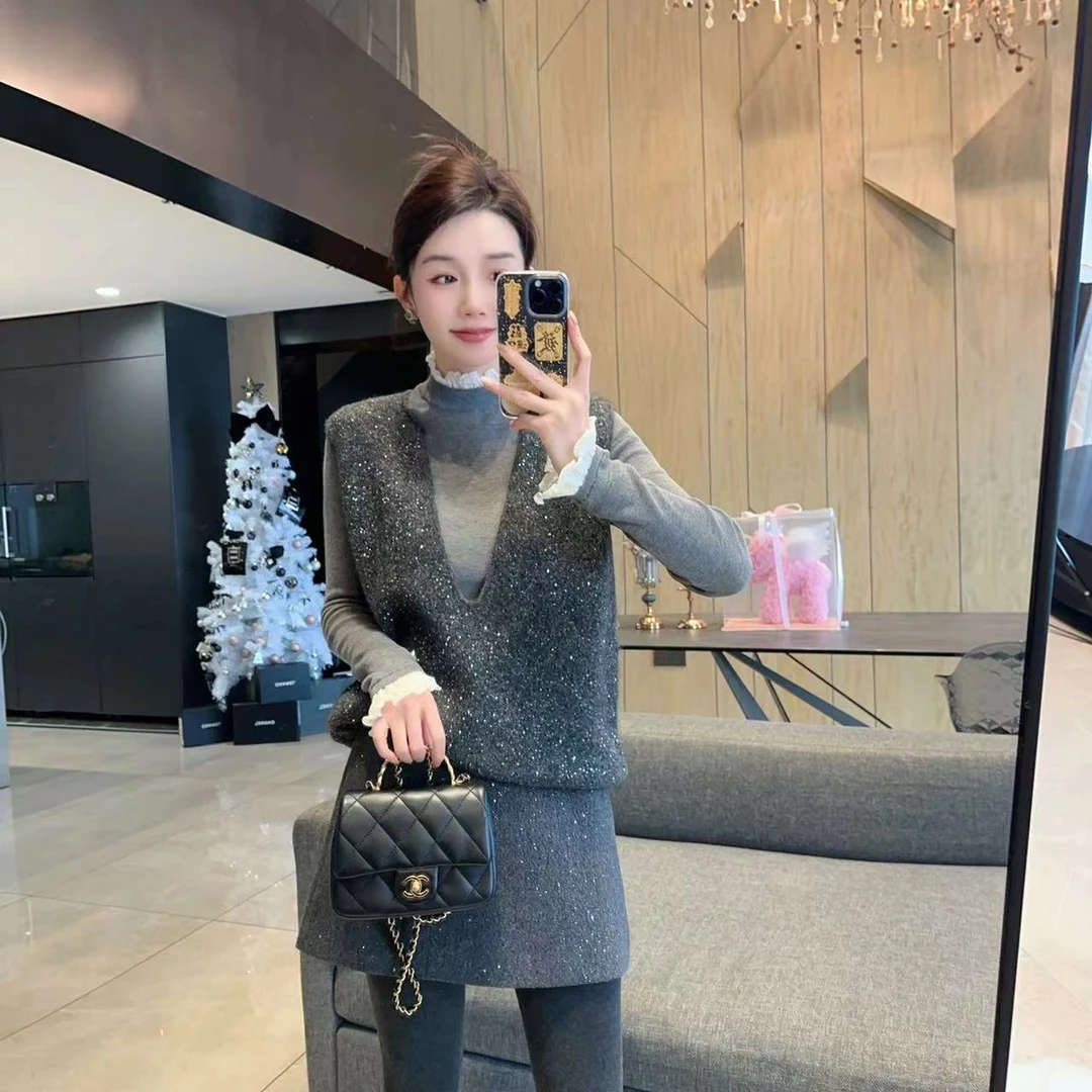 【大静静】法式轻熟风~时髦闪闪无袖马甲1878