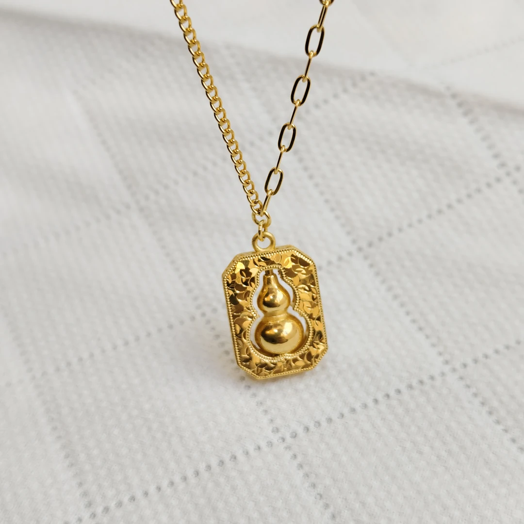《三狼》足金9999碎碎金葫芦套链M扣基地过检一物一证经典时尚百搭