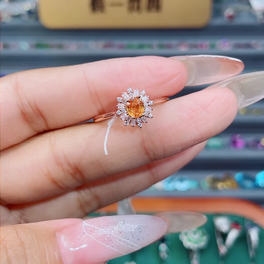 彩色蓝宝石戒指银S925镶嵌