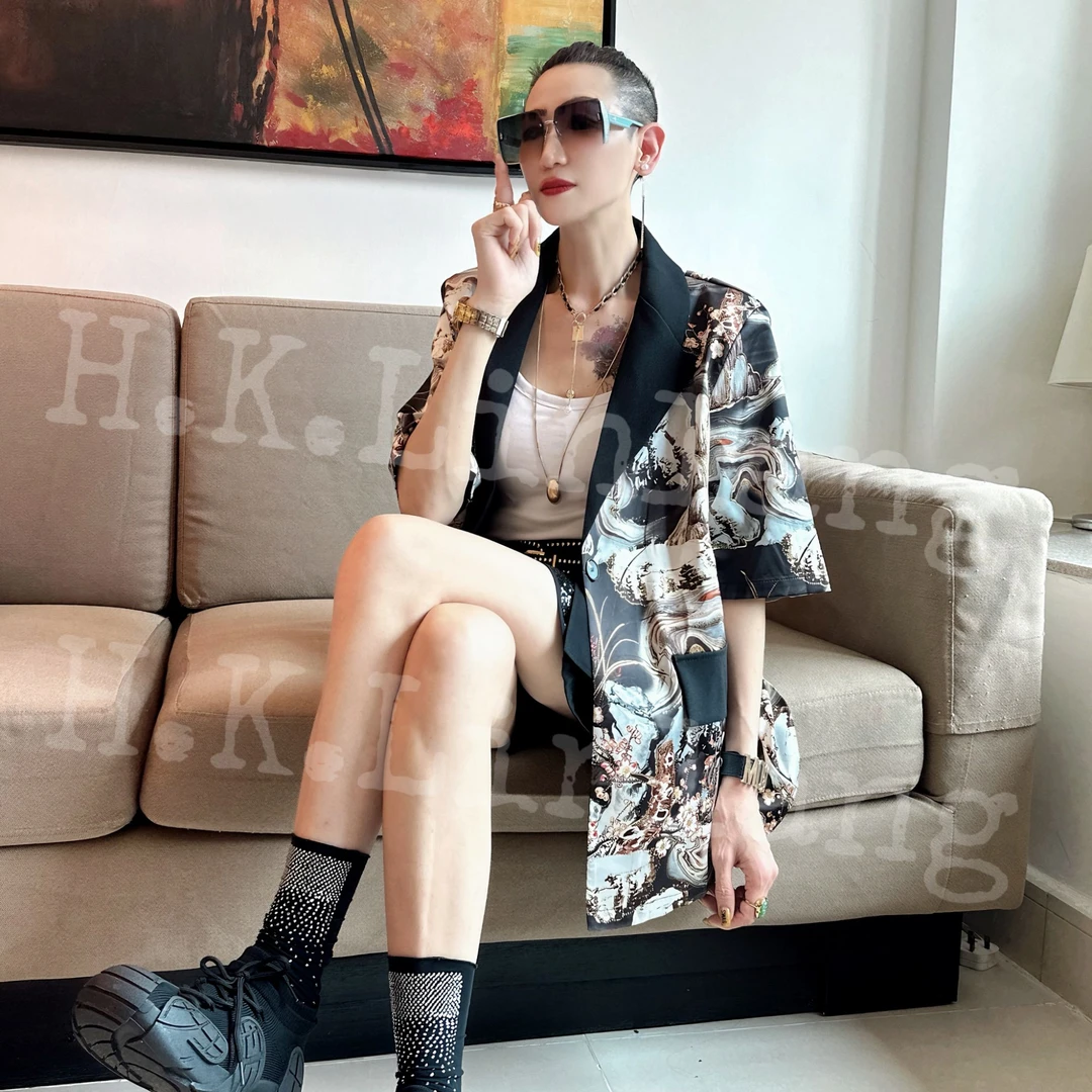 伦哥定制 [桃花运]夏季休闲气质春夏薄款短袖西装 2583#