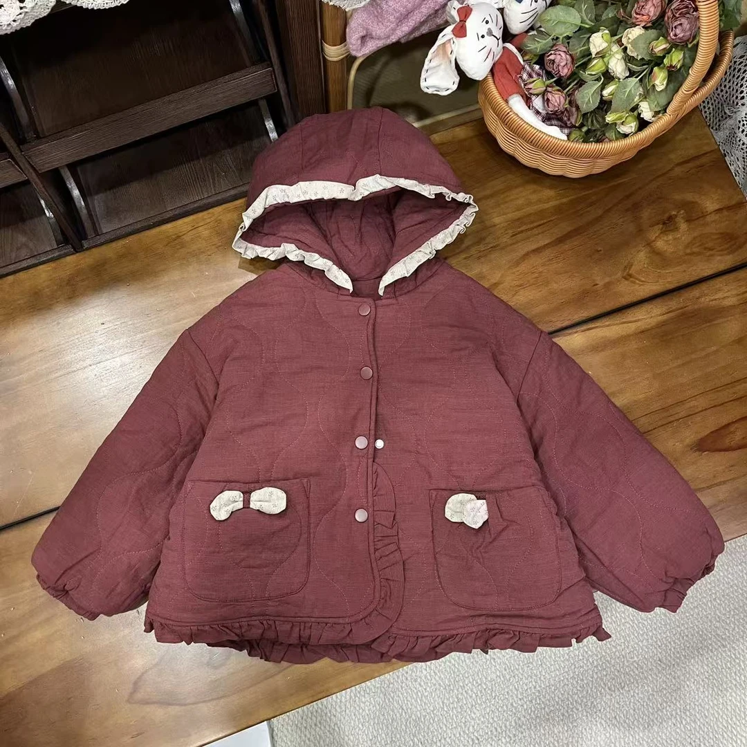 〖姐姐家〗2025冬款儿童 小红帽 口袋蝴蝶结休闲外套棉服外套-j720