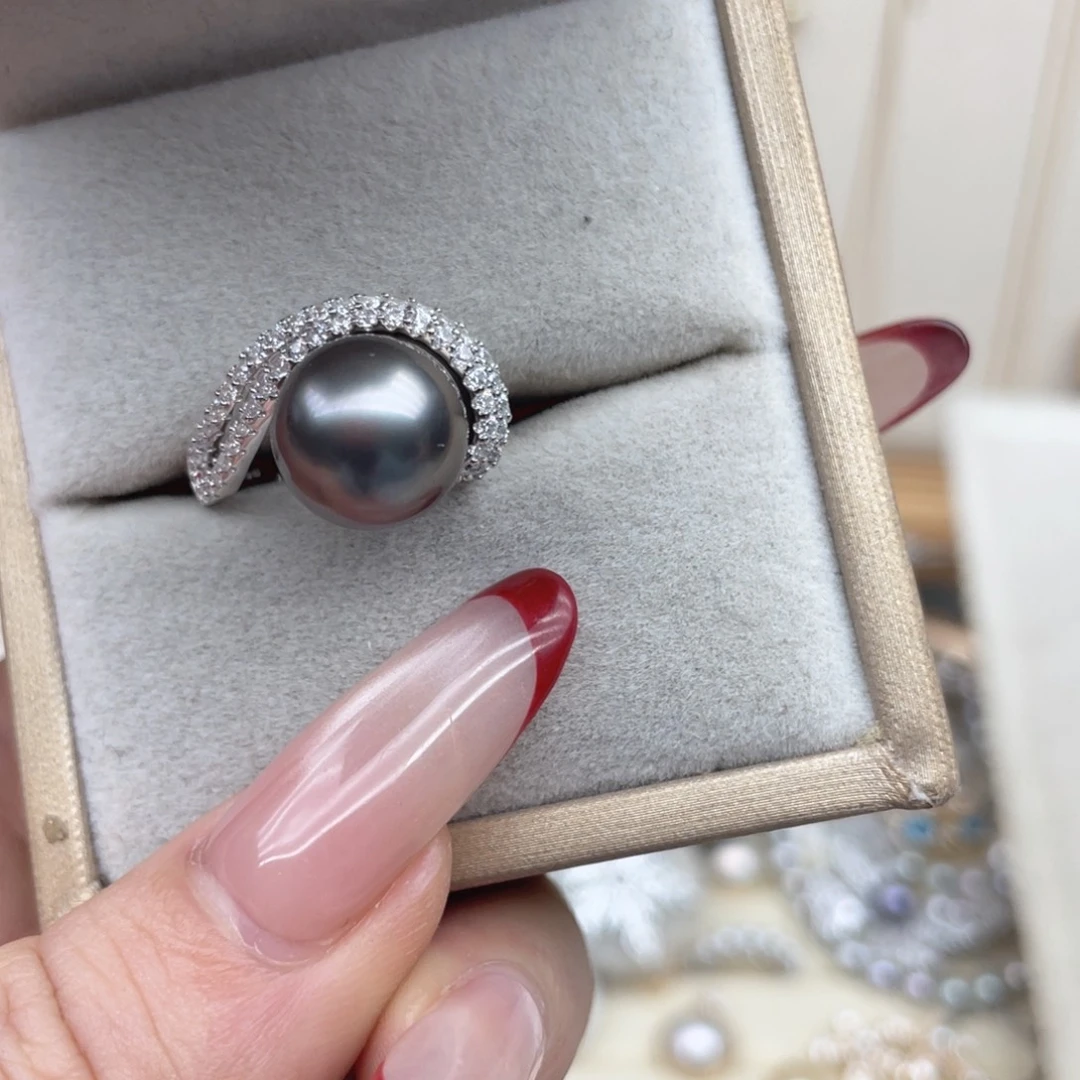 戒指海水珍珠银S925镶嵌S123