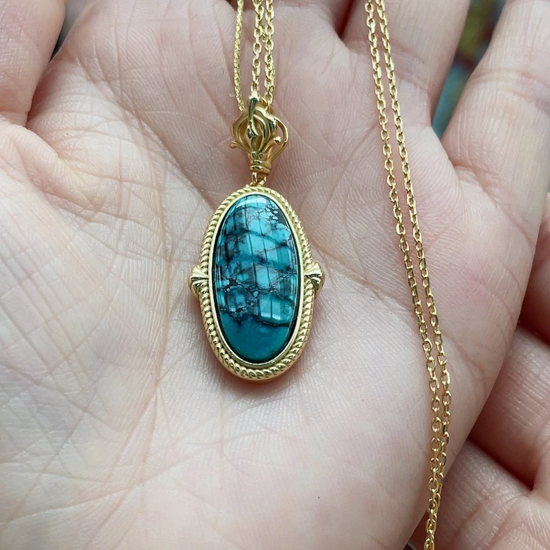 绿松石颈饰银S925镶嵌