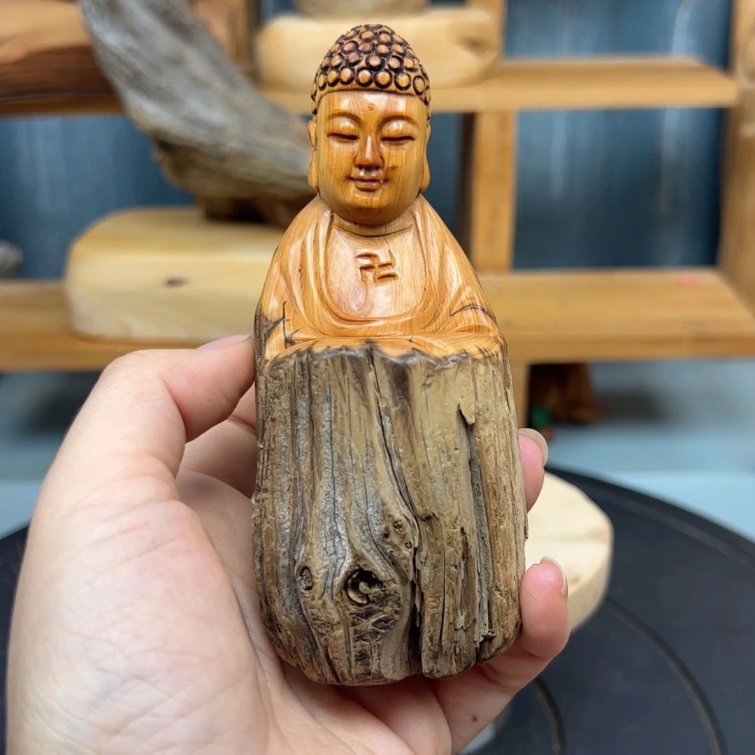 木变***灯崖柏木摆件手把件