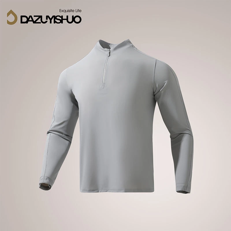 【大嘴衣说】四季常备情侣高弹半拉链顺滑长袖健身训练T恤打底D2736