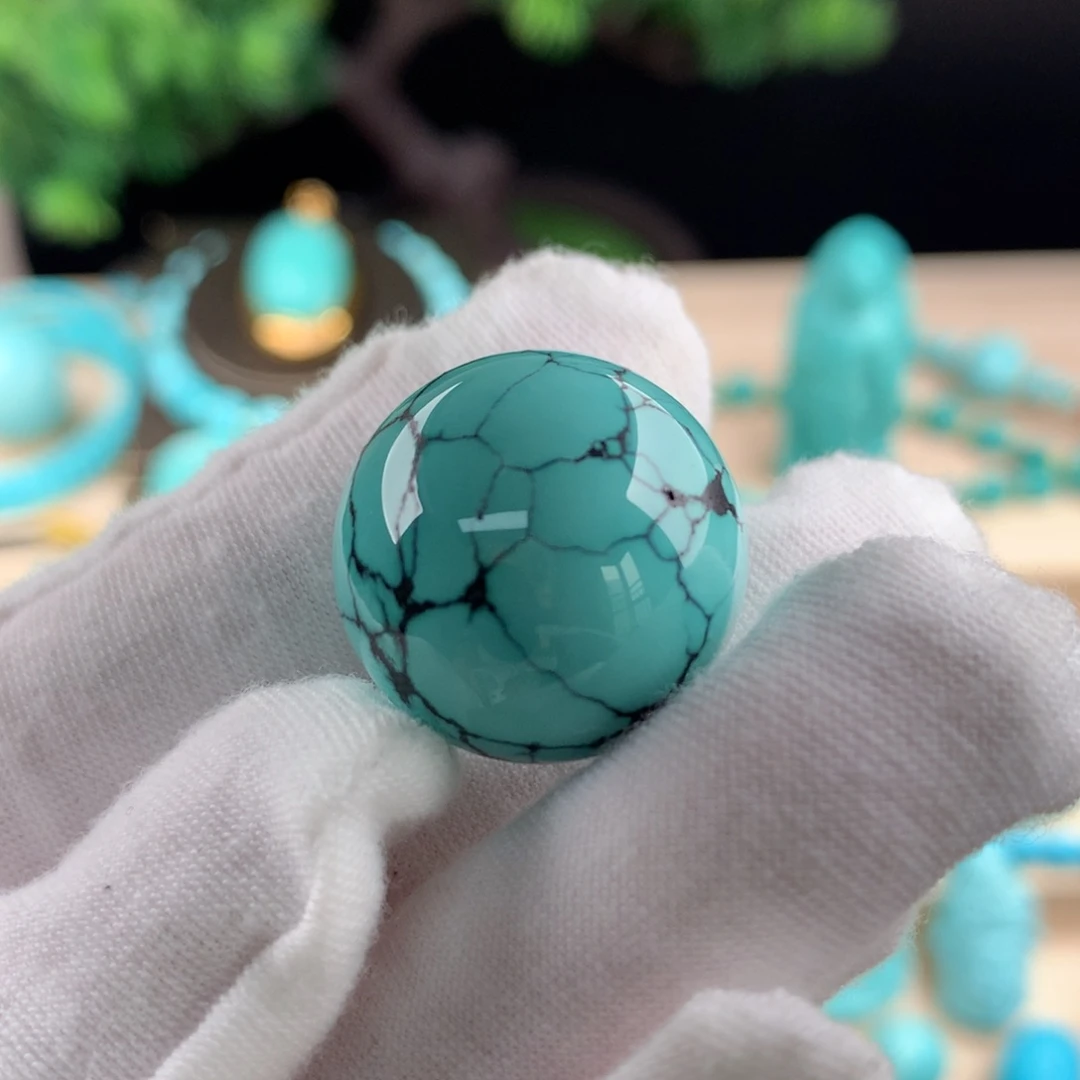 绿松石网花纹圆珠卡21.6未镶嵌