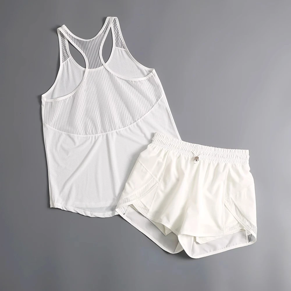 跑步运动套装女夏季宽松薄款晨跑透气速干无袖背心瑜伽锻炼健身服