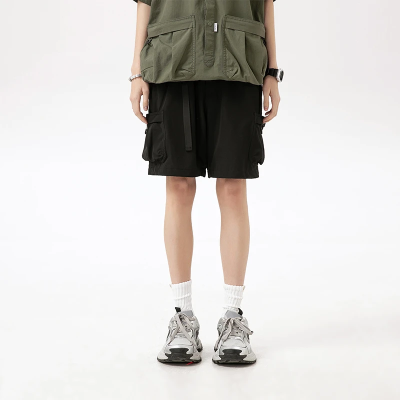 男装搭配夏季新款日系后背印花短袖T恤男宽松五分裤短裤中裤裤子