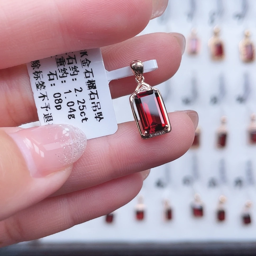 吊坠(不含链)石榴石18K金镶嵌