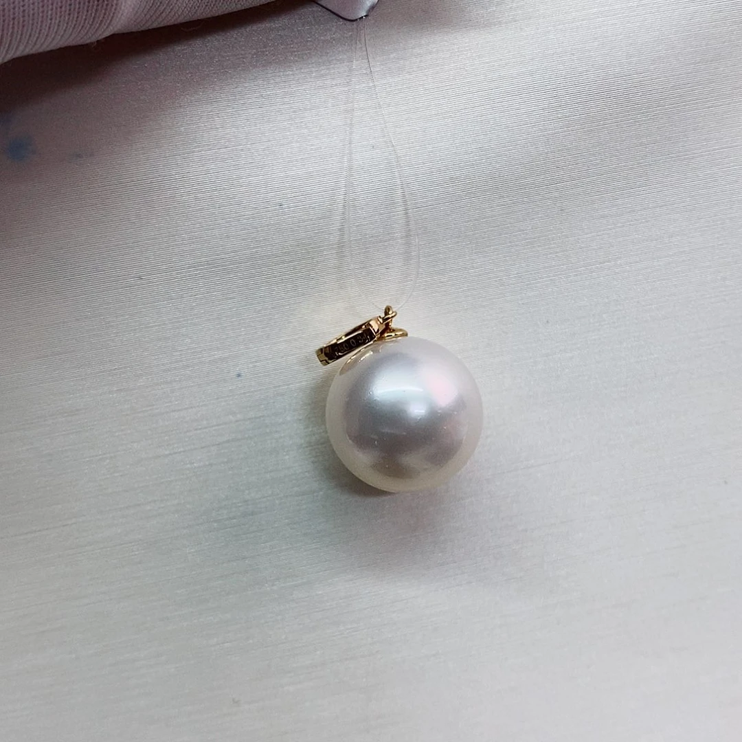 吊坠(不含链)18K金镶嵌海水珍珠12-13