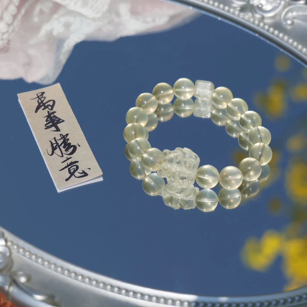 柠檬晶狐狸方糖全净体生意之石左手佩戴财富满满柠檬黄水晶原创