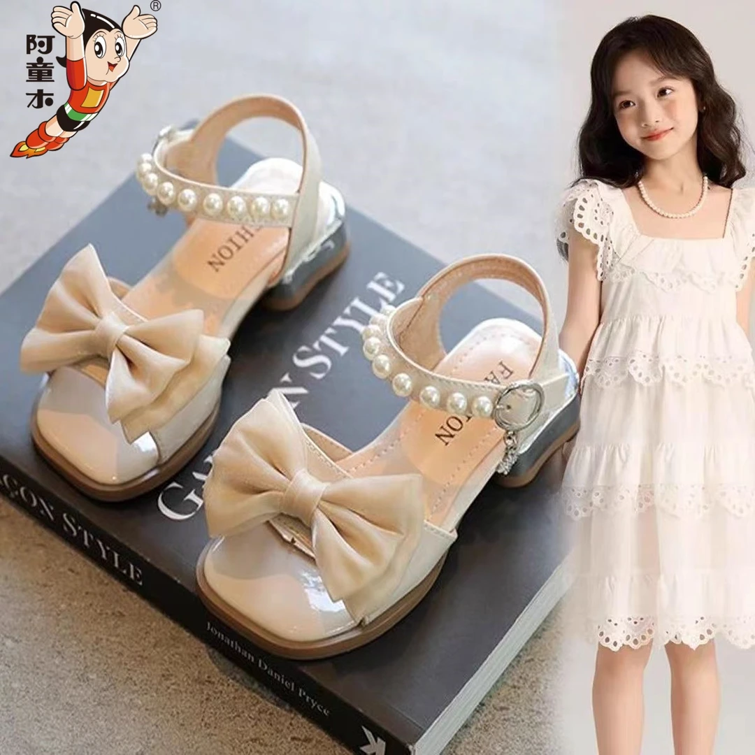 atongmu/阿童木鞋子夏季高跟公主凉鞋儿童高跟凉鞋洋气女孩中大童