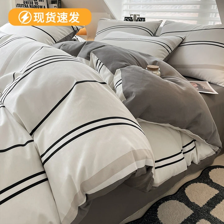 V/雅鹿纯棉四件套100%全棉2025新款床单被套三件套床上用品床笠款