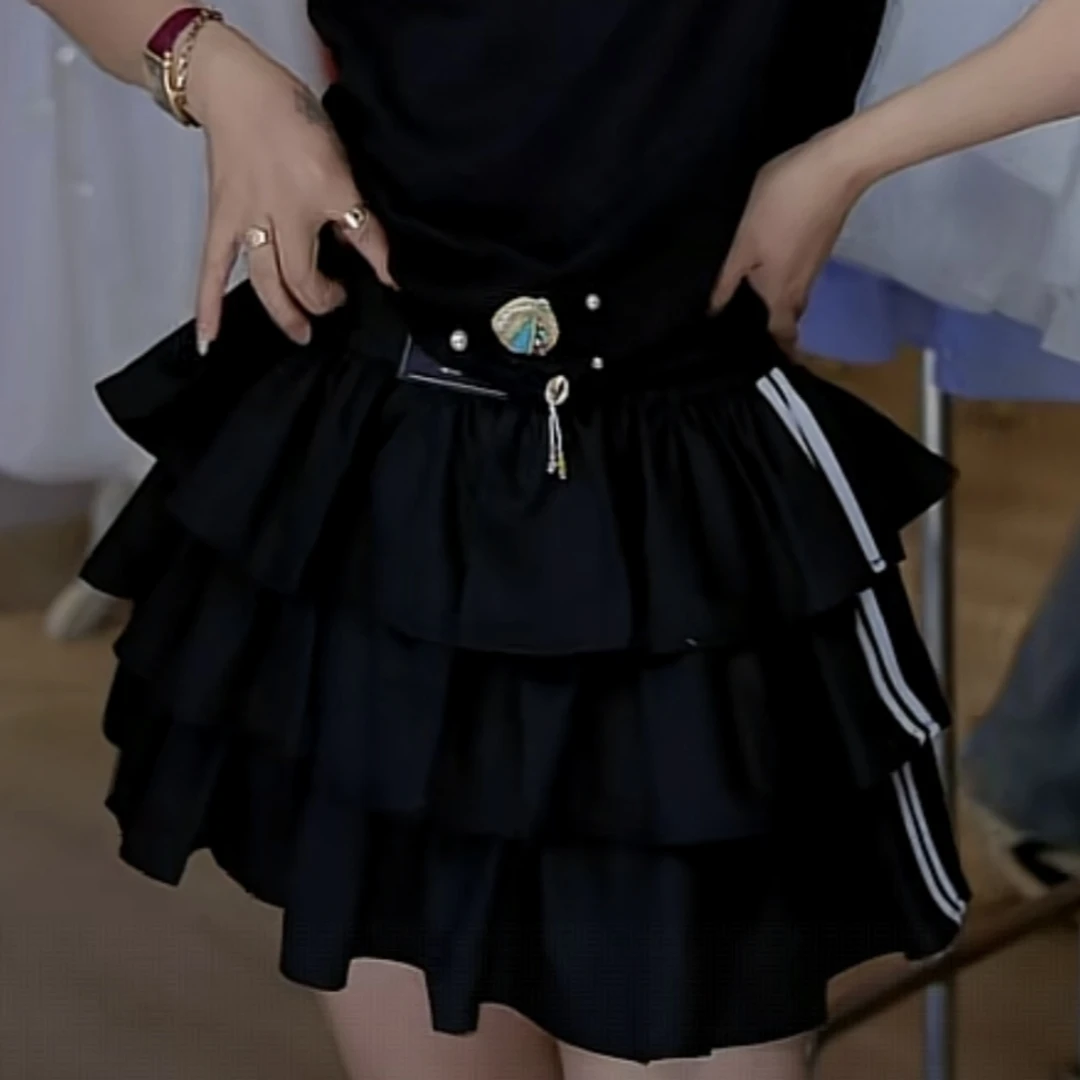 【济州岛】DAQINGLIU 侧边三条杠蛋糕裙短裙