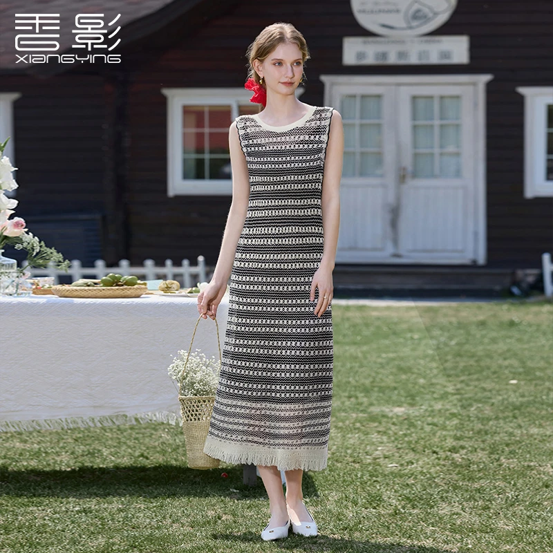 【赵老板专属】L85S797连衣裙 香影无袖条纹连衣裙女新款背心裙流