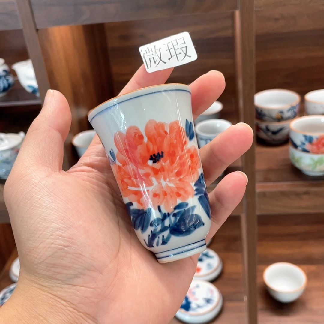 釉下手绘茶具微瑕