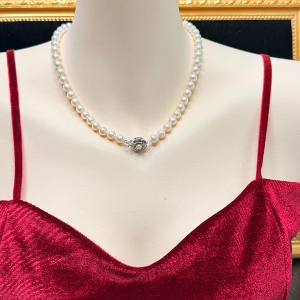 【六六中古】孤品天然海水珍珠项链ty2258链长42珠子7-7.5