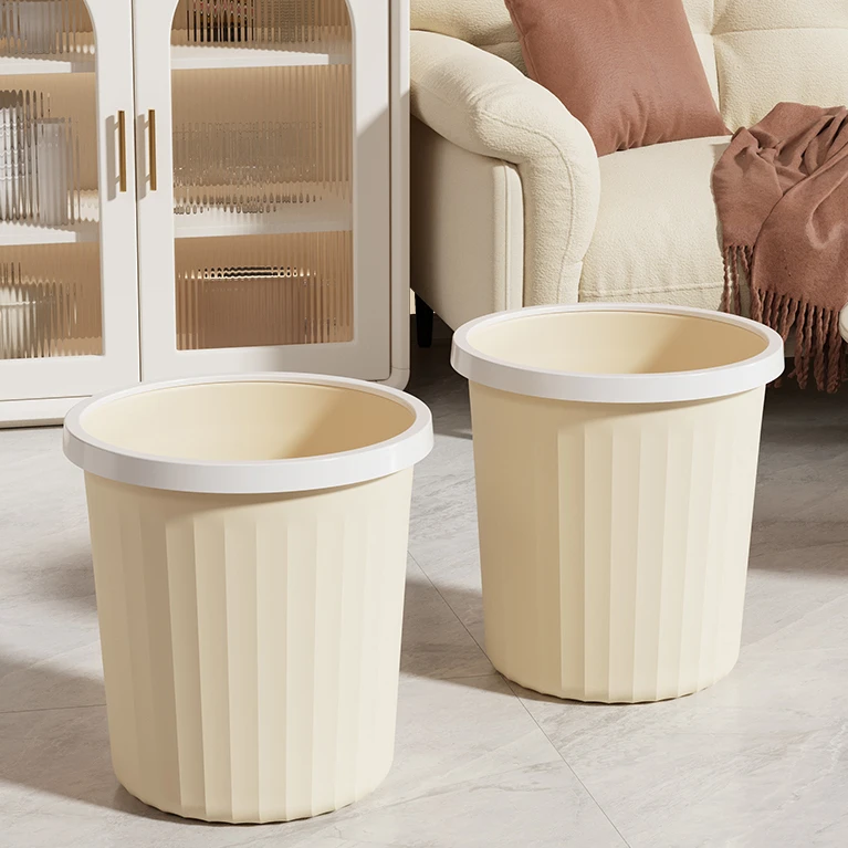 奶油风垃圾桶家用大号容量客厅厨房卧室卫生间厕所办公室压圈纸篓