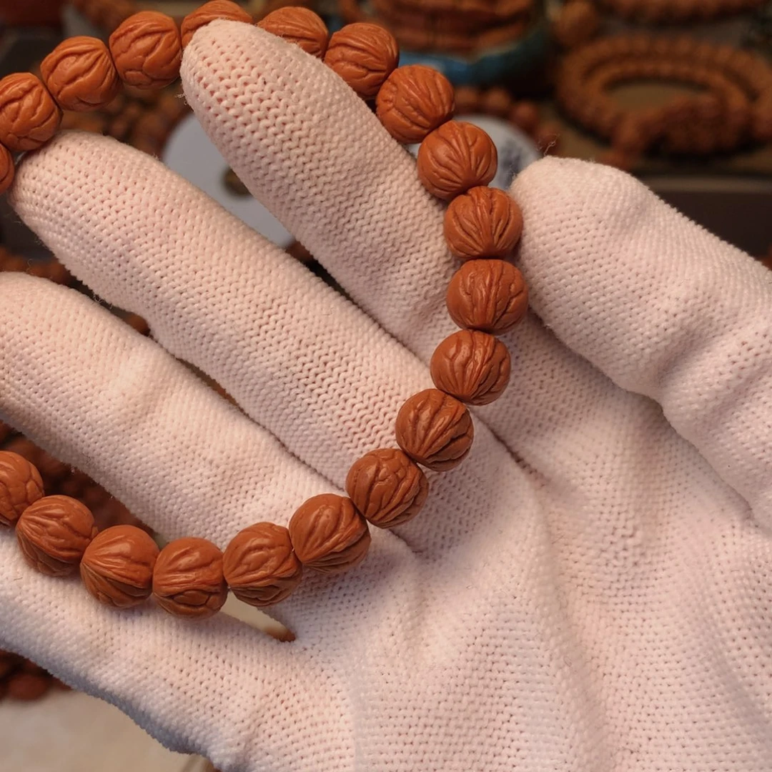 黑***默手串桃核秦岭龙纹